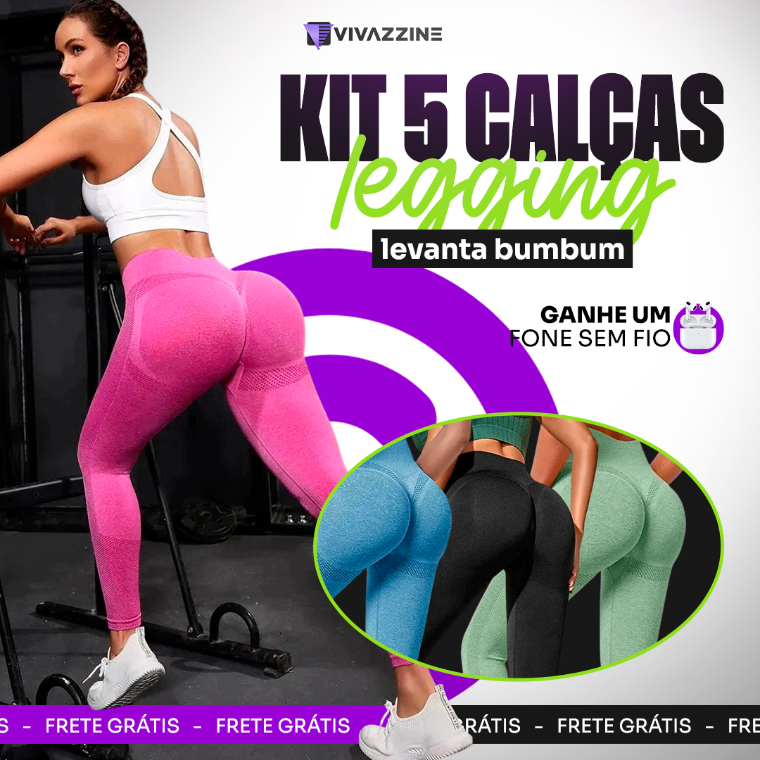 Kit 5 Calças Legging - Levanta Bum Bum + frete grátis