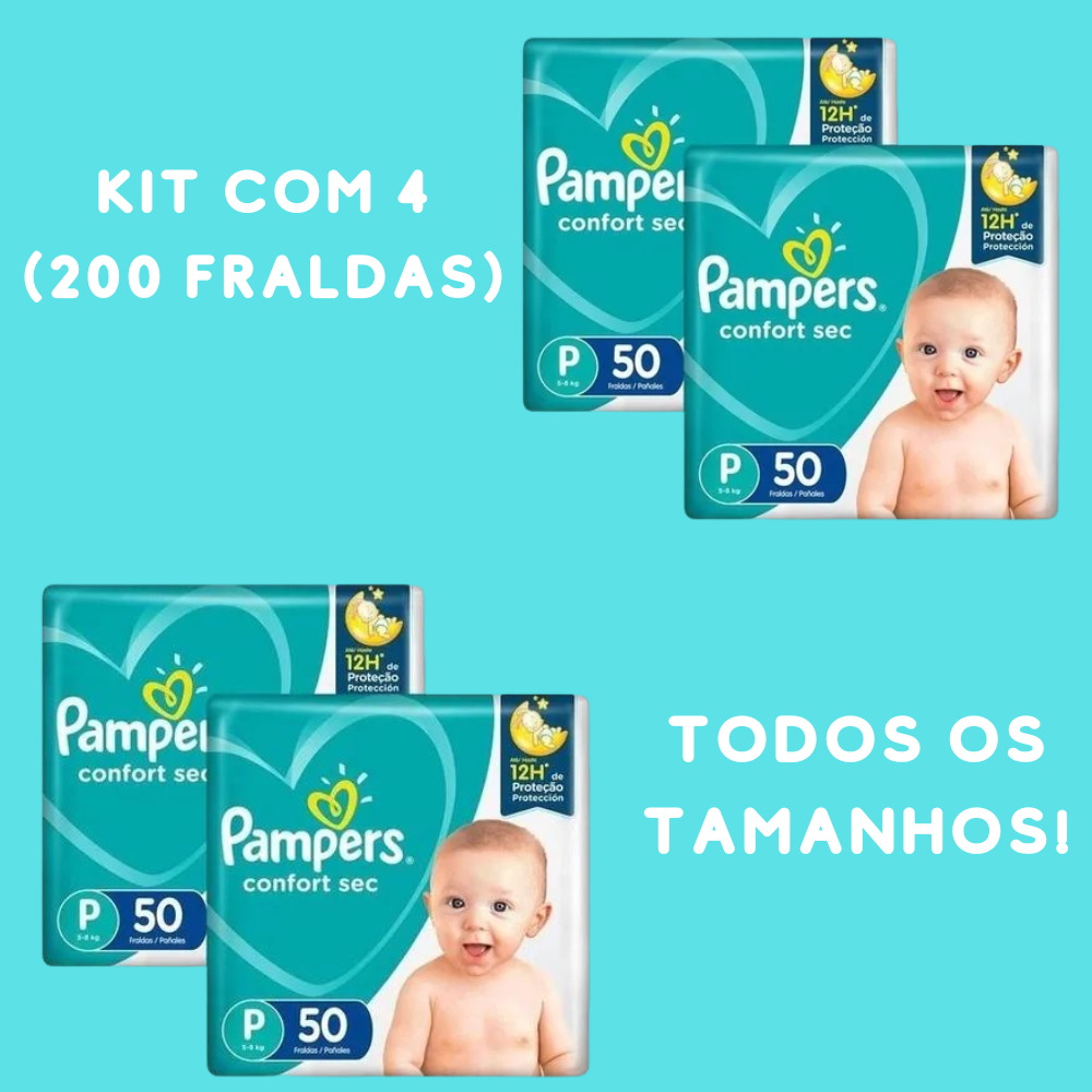 Kit Fralda Pampers - Seu bebê confortável por até 12 horas - Último dia de liquidação!