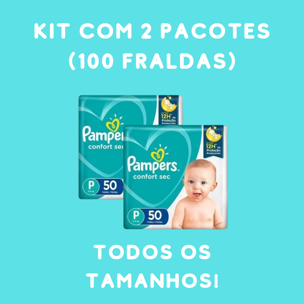 Kit Fralda Pampers - Seu bebê confortável por até 12 horas - Último dia de liquidação!